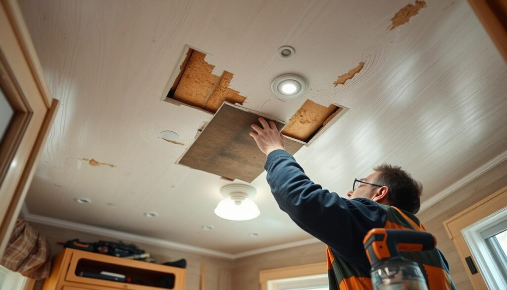 mobile home ceiling boardCeiling inspection in mobile home