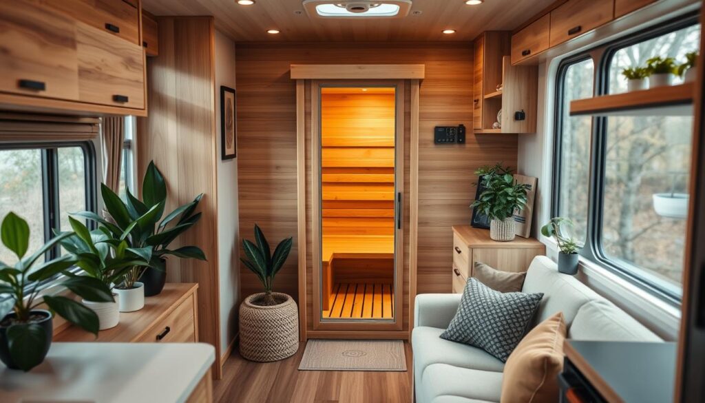 Mobile home sauna placement