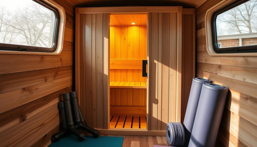 Space-efficient sauna for mobile homes