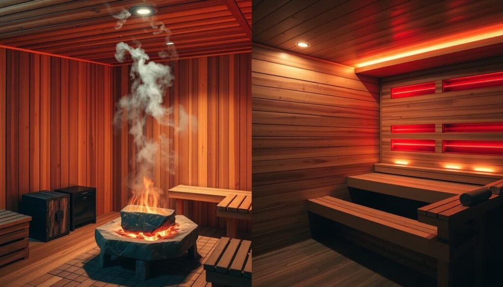 Traditional and infrared home sauna steam room comparison