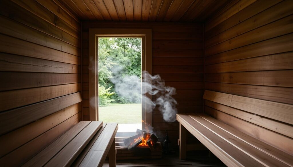 Wood burning sauna session