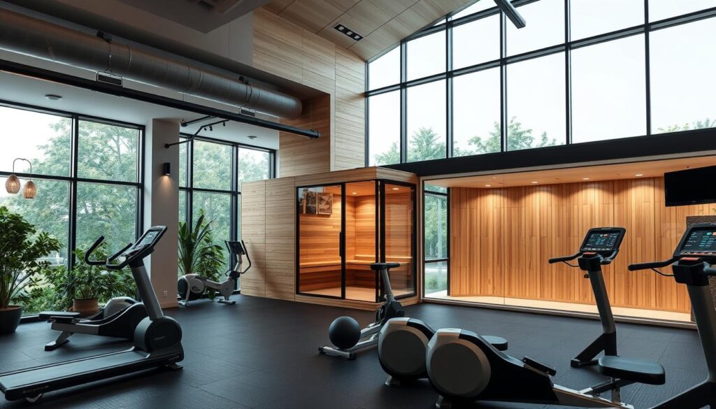 gym with sauna