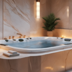 Luxurious bathroom with a marble jacuzzi tub, ambient lighting, and natural accents creating a serene spa-like retreat all for Jacuzzi Bath Remodel